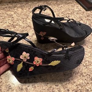 Prada Romantic Flower Wedges Heels